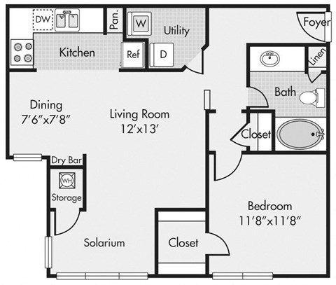 A2S floorplan at Highlands Hill apartments Country
